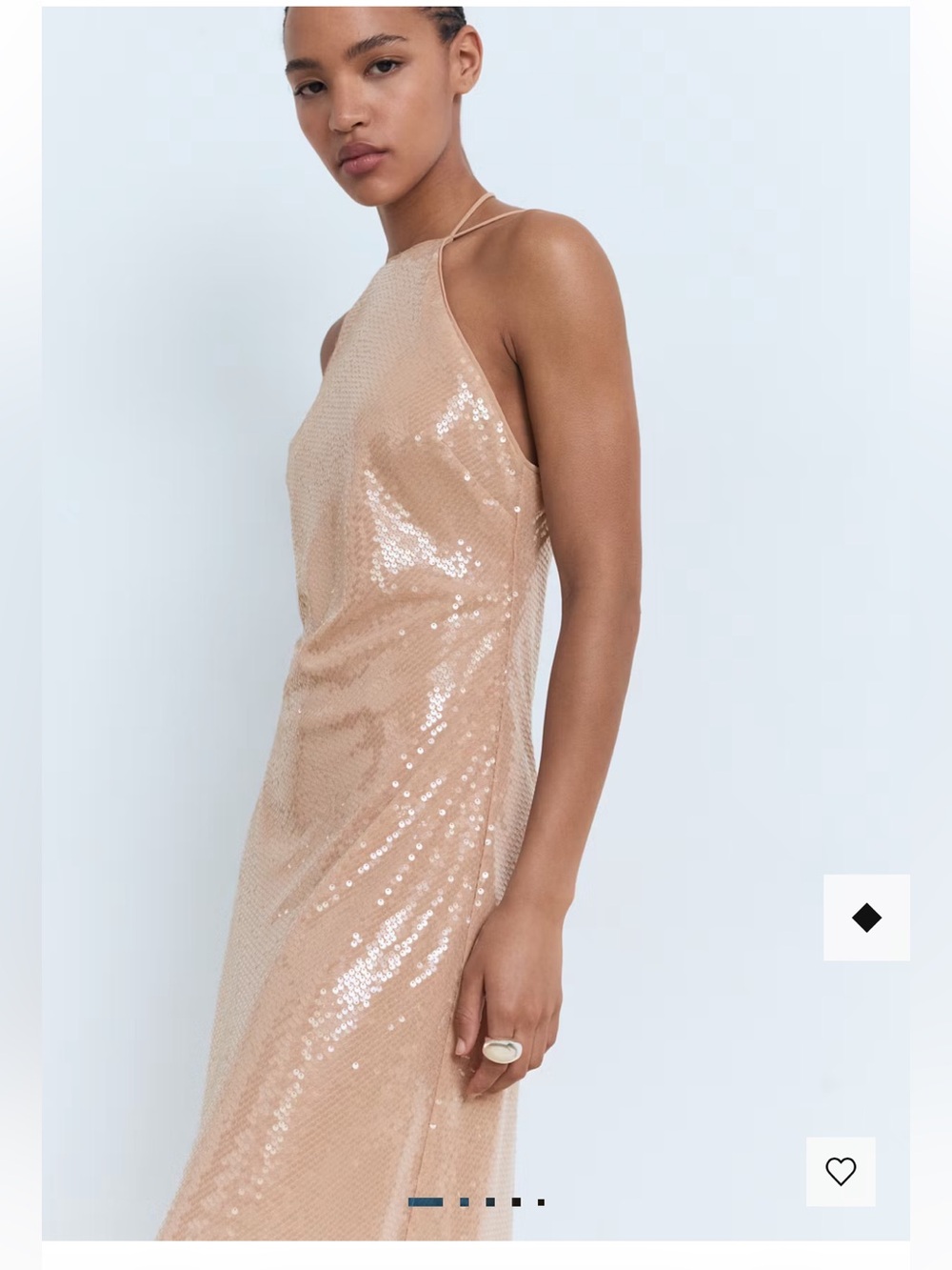 Mango Sequin Halter Neck Dress